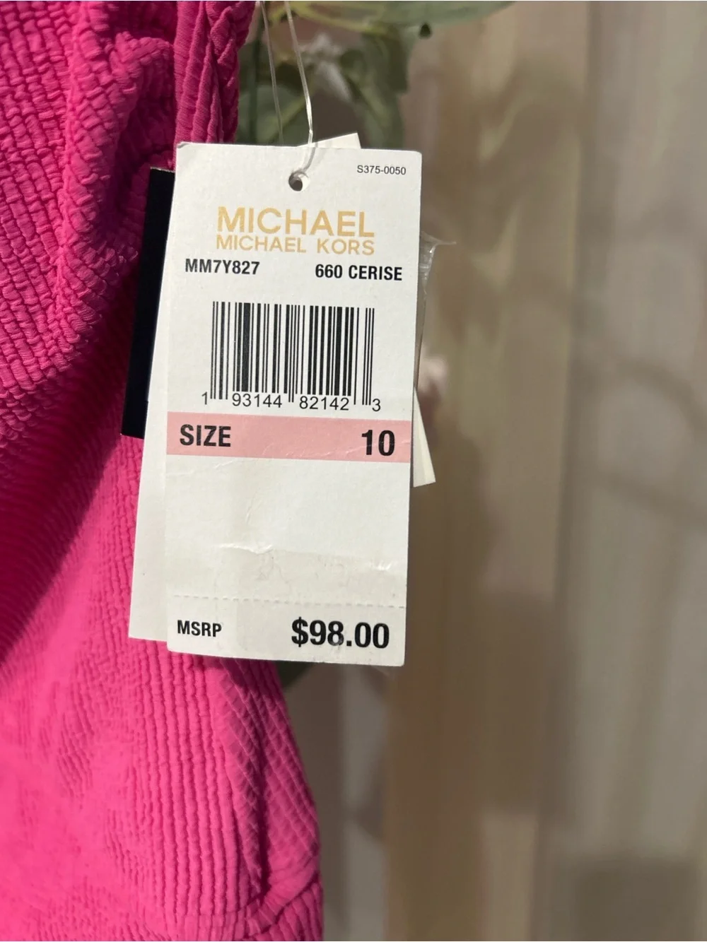 NWT Michael Kors One Shoulder Cutout One Piece Swimsuit Pink Size 10